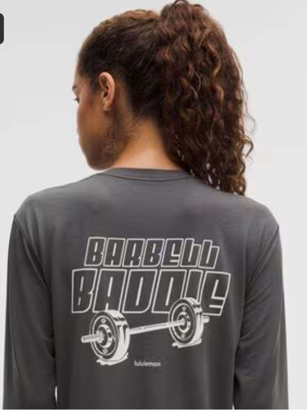 lululemon Gray Jersey T-Shirt Barbell Baddie Long-Sleeve Crop Top 6